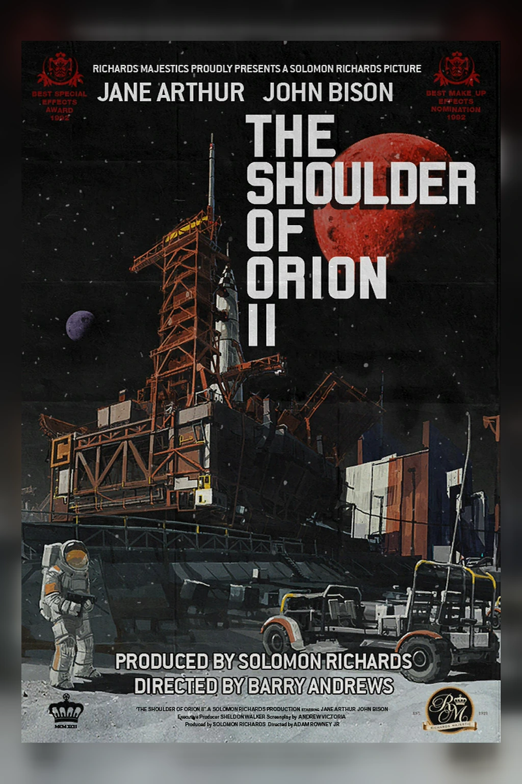The original Shoulder of Orion II poster with a lunar construction rig and red planet